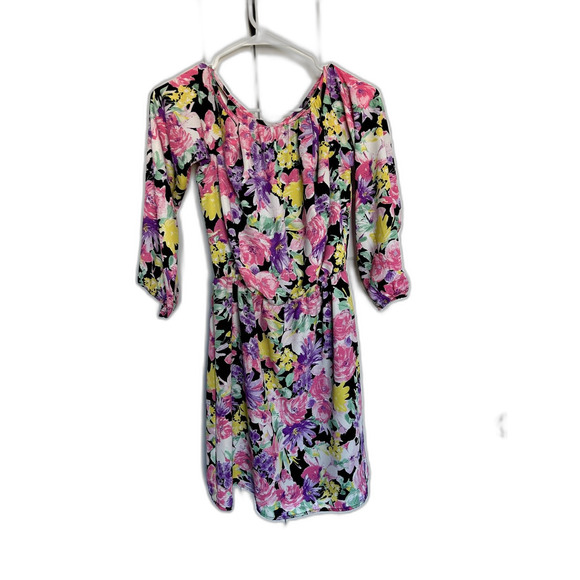 Charles Henry Cold Shoulder Dress Pink Floral Print Size Small Dress Tunic Small - Picture 2 of 7